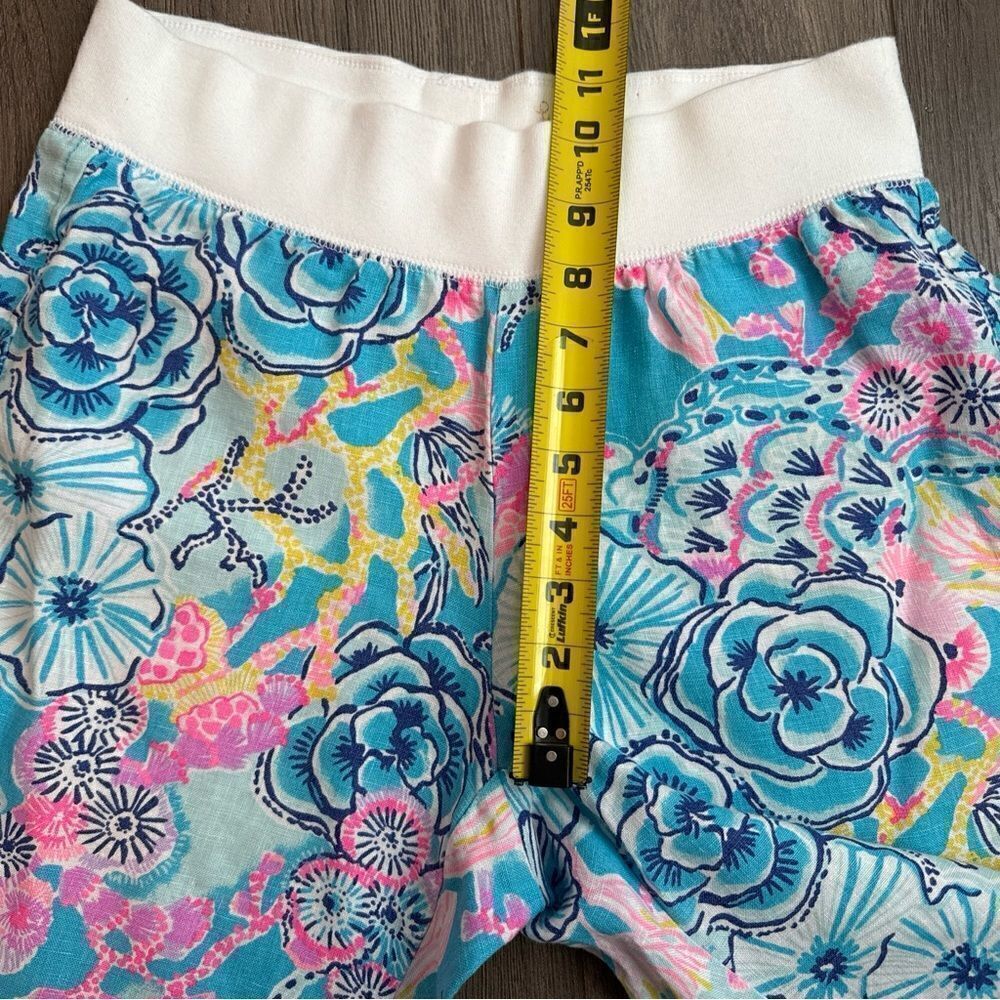 Lilly Pulitzer Bali Blue Once Upon A Tide Linen Palazzo Pants Size S Mid Rise - Picture 9 of 12